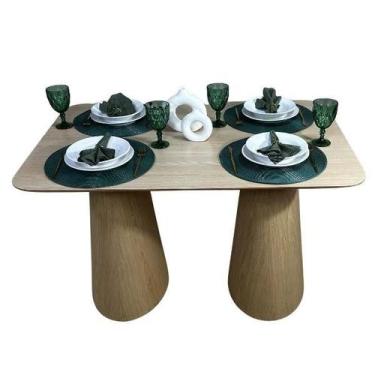 Imagem de Mesa de Jantar cone Retangular Vitta 180x100cm Madeira Carvalho Branco