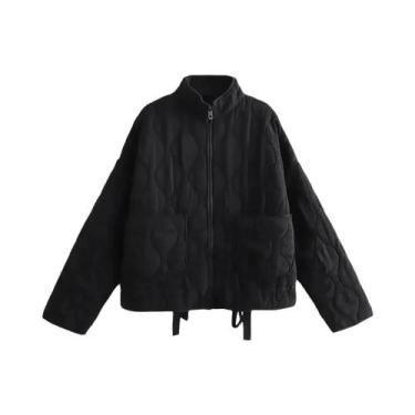 Imagem de Jaqueta Feminina Vintage De Algodão Com Estampa De Diamantes, Gola Red