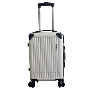 Imagem de Mala de Bordo ABS 10kg 17” a 21” Polegadas Mala de Viagem com Rodinhas 360° Cadeado Código (Branco-18"(9KG))