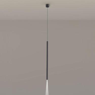 Imagem de Luminária pendente linear ultrafina de 0,7", luminária suspensa tubular longa de metal com cúpula de lentes, lustre LED moderno - 3W - 4000K, luminárias de suspensão com faixa preta, luminár