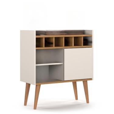 Imagem de Aparador Retrô Buffet Bar Adega Rubi Bar (FLORENÇA - OFF WHITE/NATURE)