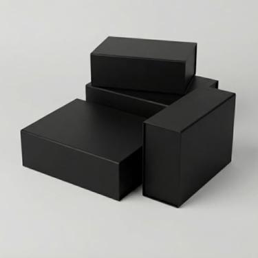 Imagem de Kit 6 Caixas Para Presente Rígidas Pretas Fechamento Magnético Natal Aniversário Amigo Secreto