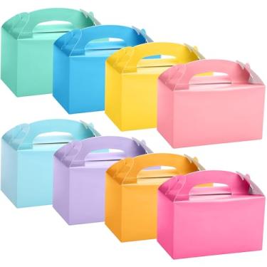 Imagem de MIMIND Pacote com 32 caixas de lembrancinhas de festa pastel com alças 15 x 9 x 8 cm caixas de presente de doces para aniversário, casamento, chá de bebê, suprimentos de festa