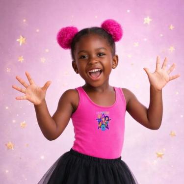 Imagem de Body Collant Menina Tema Huntrix Guerreiras do Kpop Cor:PinkTamanho:14