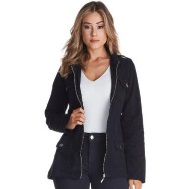 Imagem de Jaqueta Jeans Feminina HNO Preto 4 Bolsos - HNO Jeans, GG