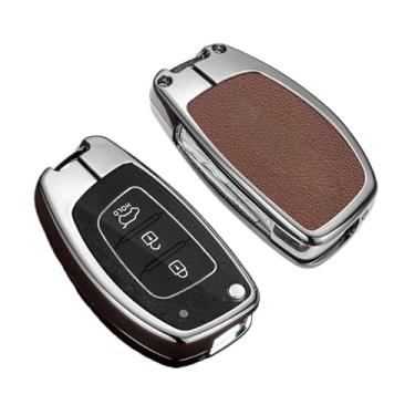 Imagem de Capa protetora para chave de carro compatível com Hyundai /ix25/ix35/i10/i30/Solaris/Tucson/Sonata/Santa Fe/Sport/Mistra/Elantra/Creta/Verna 2018(C-gun brown)