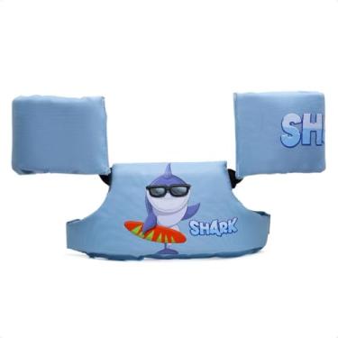 Imagem de Colete Salva-Vidas Infantil com Desenho de Tubarão, Azul, Flutuante para Natação, 1 a 6 Anos, boia, praia, piscina