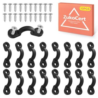Imagem de ZukoCert Kit de placa de olho de almofada de 10 unidades - Conjunto de ganchos em U com ferragens de parafuso, ilhós de caiaque duráveis e laço de corda para equipamento de deck - Ideal como ganchos
