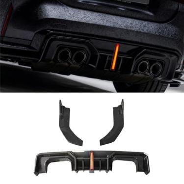 Imagem de Spoiler de para-choque traseiro de carro difusor labial modificação peça compatível com M3 M4 G80 G82 2021+ capa protetora de para-choque acessórios para carro (borda de aparência de carbono +