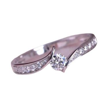 Imagem de Anel De Noivado Minimalista Feminino Com Zircônia Cúbica Redonda, Joia