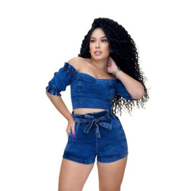 Imagem de CONJUNTO FEMININO JEANS LAYCRA  sem alça - BERILO JEANS, Azul, 46