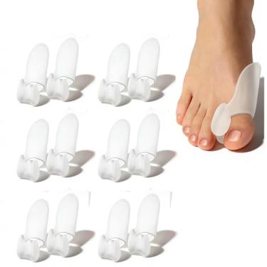Imagem de 12 peças corretor de joanete e espaçadores de dedo do pé, protetores de dedo de gel de silicone, protetores de joanete de gel para alívio da dor nos pés, almofadas e manga para dedão