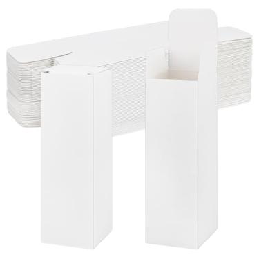 Imagem de BENECREAT 50 pacotes de caixas brancas dobradas, caixas de presente de papelão 5 x 5 x 16,3 cm a granel para presentes de festa de aniversário, Natal, lembrancinhas de festa, caseiros e negócios