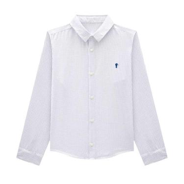 Imagem de Camisa Longa Infantil Menino Xadrez Branca Onda Marinha-Masculino