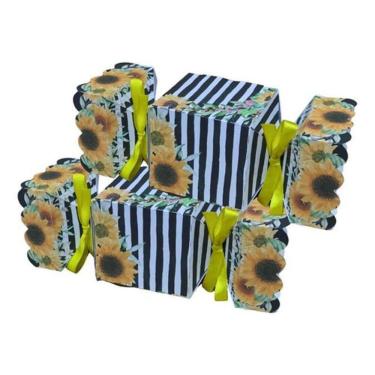 Imagem de 10 Embalagem Bala Lembrancinha Caixa Girassol Para Festas