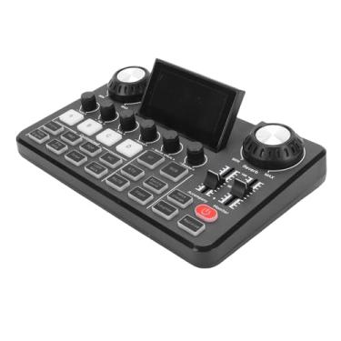 Imagem de Asixxsix Mixer de áudio, Entrada Dupla para Microfone Placa de Som Digital Ao Vivos Plug and Play Placa de Som PC OTG Com Iluminação RGB Tela LED Dobrável Controle Intuitivo para Jogos