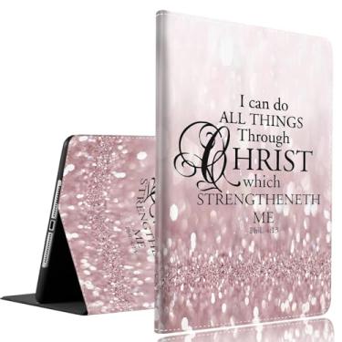 Imagem de Capa para Samsung Galaxy Tab S10 Lite/S10 FE 2025/ S9 FE 27.7 cm/ S9 27.9 cm 2023, capa dobrável de encaixe fino com hibernar/despertar automático para Galaxy Tab S10 Lite, rosa Philippians 4-13