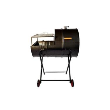 Imagem de Churrasqueira Meio Bafo Meio Grill 200l Grelha,suporte Rodas - Minasca
