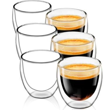 Imagem de Conjunto de 6 xícaras de café expresso, copos de vidro Expresso Shots de 142 g, canecas de café de vidro de parede dupla, acessórios para máquina de café expresso, copos de café expresso transparentes