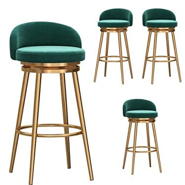 Imagem de KIDYBO Banquetas de bar com altura para balcão, cadeiras de jantar de cozinha com encosto e apoio para os pés de metal, cadeira de bar alta giratória de 360°, bancos de bar