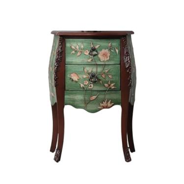 Imagem de Mesa de cabeceira moderna de madeira pintada, armário lateral pequeno estilo country, armário de canto pequeno, moldura de flores, vários armários simples