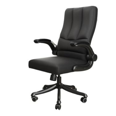 Imagem de Cadeira executiva clássica de couro ajustável cadeira de escritório giratória com encosto alto com apoio de braço acolchoado ajustável para cadeira de escritório em casa (preto)