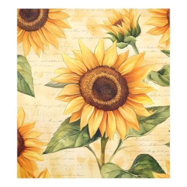 Imagem de Qilmy Capa magnética de girassóis para lava-louças 58 x 66 cm para porta da frente capas decorativas de geladeira adesivo de folha magnética para máquina de lavar louça painel de geladeira decalque