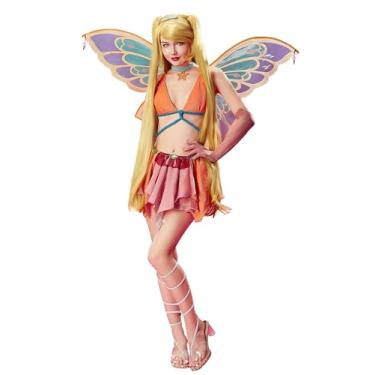 Imagem de Micotaku Winx Club Enchantix Stella Fantasia feminina cosplay com asas