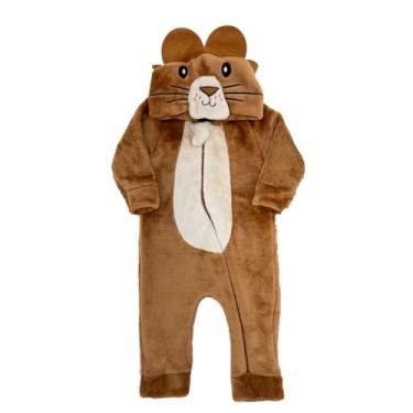 Imagem de Macacão Inverno Bichos Fleece Fantasia Animais Bebê Infantil (Padrão, Leão Caramelo M101, 8)