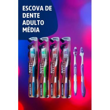 Imagem de Escova De Dente Adulto Cerdas Média Capa Protetora Kit Pacote Com 12 u