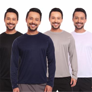 Imagem de Kit 4 Camisas Segunda Pele Proteção Solar Uv Térmica Corrida Bike-Masculino