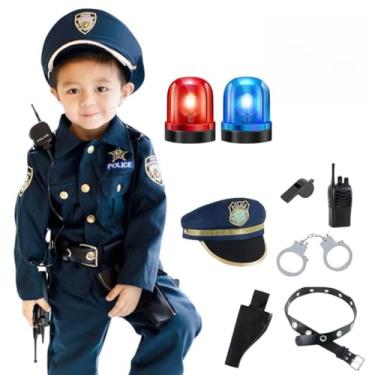 Imagem de Conjunto 8 Peças De Fantasia Crianças Uniforme Policial Fantasia Cosplay Até 10 anos. (M)