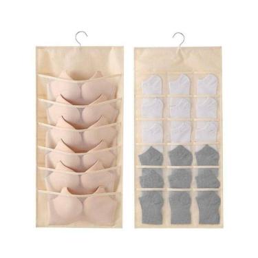 Imagem de Cabide Organizador 20 Bolsos Divisorias Porta Sutia Closet Joias Guarda Roupa