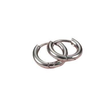 Imagem de 1 par de brincos pequenos de argola de prata para mulheres e homens, brincos de prata fofos para mulheres, brincos de argola de aço inoxidável 316L, brincos de argola de prata leve, standard, Aço
