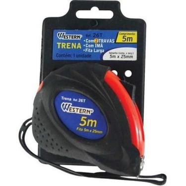 Imagem de Trena Emborrachada Western 5M X 25Mm Fita Larga Com Imã