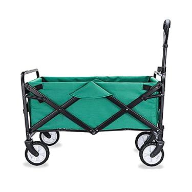 Imagem de LaYiQimn Carrinho de jardim, carrinho dobrável, carrinho resistente multiuso para acampamento ao ar livre, supermercado com 4 rodas, carga de 60 kg/amarelo