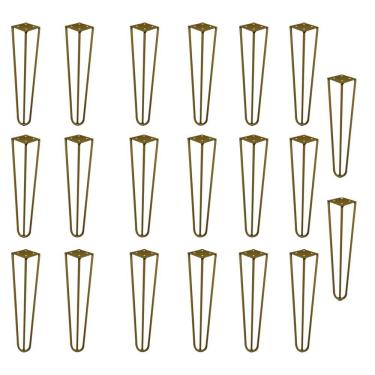 Imagem de Kit 20 Pés de Metal 30 CM Hairpin Legs Mesa de Canto Rack e Puffs Dourado