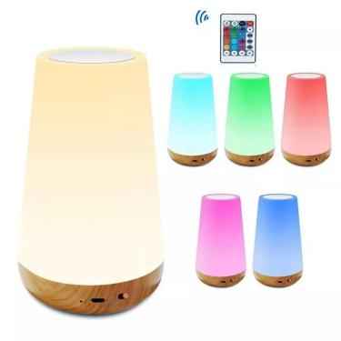 Imagem de Luminária De Mesa Bravalumi Led Magic Colors Rgb Touch Usb Amadeirado