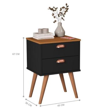 Imagem de Mesa Apoio 2 Gavetas Lanciano Preto Nature