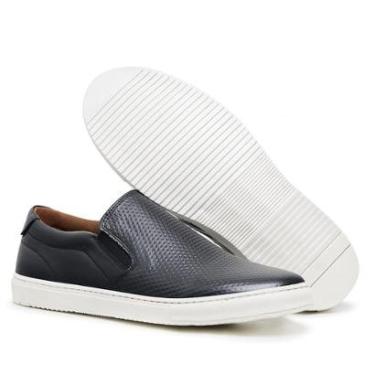 Imagem de Sapatenis Tenis Iate Masculino Slip On Alpargatas De Couro Original Forrado + Relógio Ponteiro-Masculino