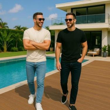 Imagem de Kit c/2 Calças Jeans LISA Skinny Masculina Slim Elastano Casual Sport 1051-Masculino