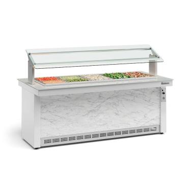 Imagem de Buffet Refrigerado 10 Cubas Gbrf200 Gelopar 10gns 220v Branco E Mármore