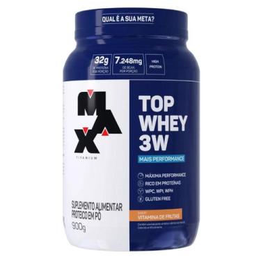 Imagem de Top Whey Protein 3w 900g Pote Isolado Conc Hid Max Titanium, Vitamina 