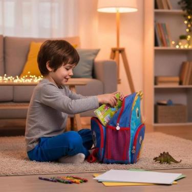 Imagem de Mochila Escolar Infantil Dinossauro- Azul - Clio Pets