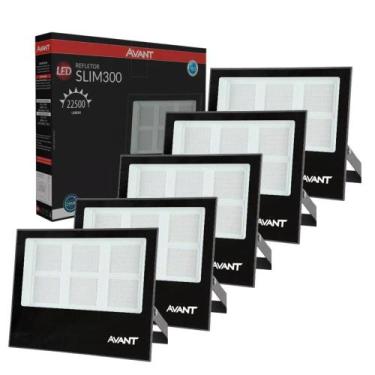 Imagem de Refletor Avant Led Slim 300w Preto Bivolt 6500K 5 Unidades