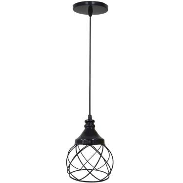 Imagem de Pendente Aramado E s f e r a B a l o n ê Preto Lustre Luminária Teto Regulável Sala Cozinha Industrial Agp