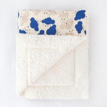 Imagem de Manta De Sherpa Para Bebê Lã Carneiro Nuvem Marinho - Avm Enxovais