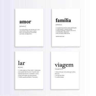 Imagem de Kit 4 Quadros Definição Lar Amor Família Viagem 33X24Cm - Quadros On-L