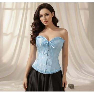 Imagem de Espartilho Corpete Corset Cinta Modela Cintura Brocado Sexy - Modas Fa