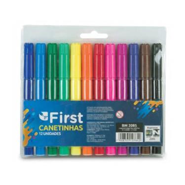 Imagem de Kit Canetinha Hidrocor Jumbo Big 12 Cores Lavável - First Brasil